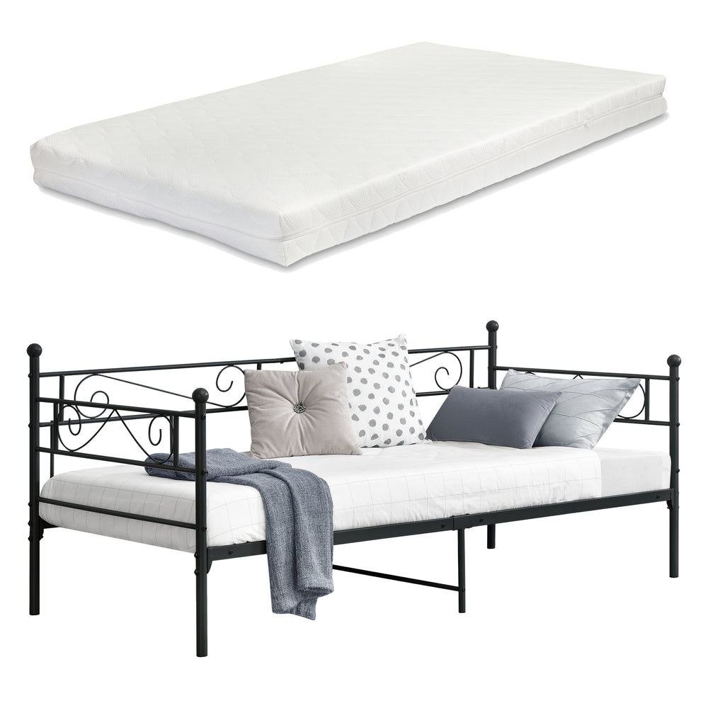 Metallbett Kerava 90x200 cm mit Kaltschaummatratze versch. Farben en.casa - premiumXL