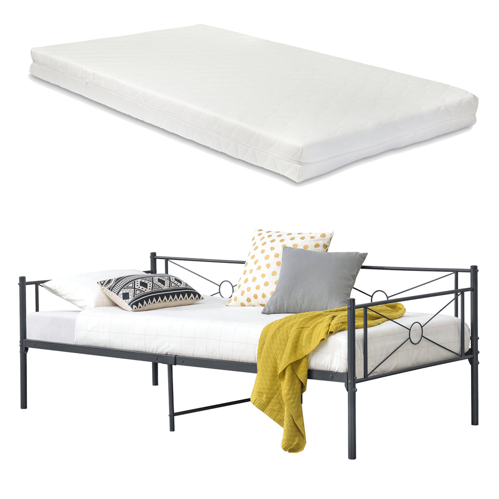 Cadre de Lit Simple Alvesta en Métal Matelas 90x200 cm [en.casa][neu.haus]