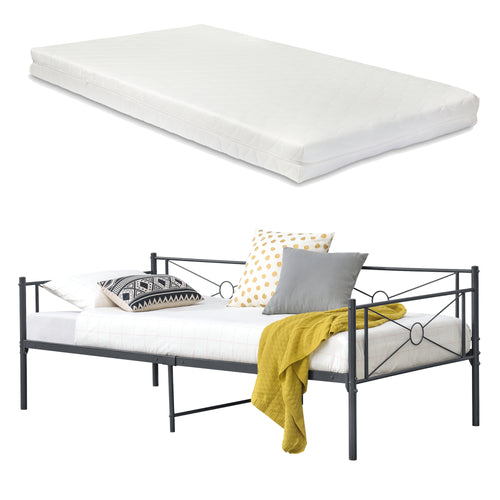 Divano a 2-3 Posti di Seduta Letto Singolo in Acciaio con Materasso a Schiuma Fredda 90 x 200 cm Sofa Decorativa in Metallo - Vari Colori