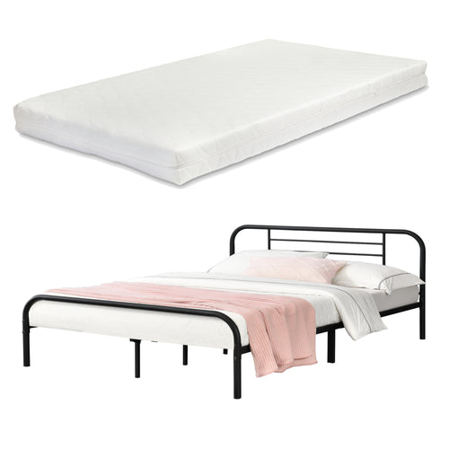 Cadre de Lit Atammik en Métal Matelas Plusieurs tailles Noir [neu.haus] [en.casa]