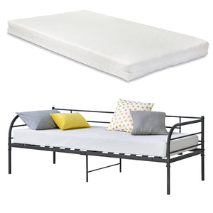 Lit en métal Falun 90x200cm avec matelas noir en.casa - premiumXL