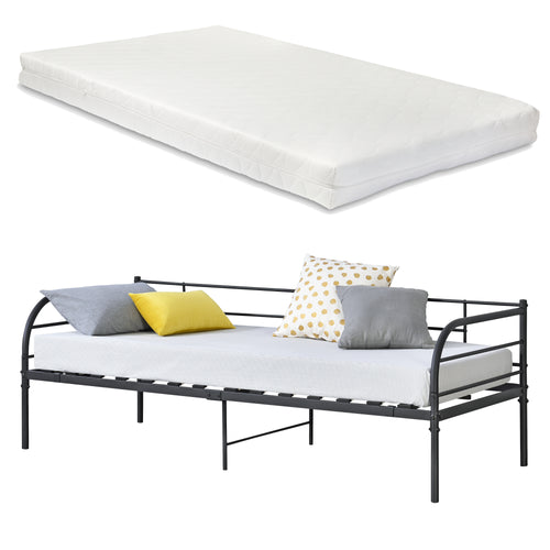 Lit en métal Falun 90x200cm avec matelas noir en.casa - premiumXL