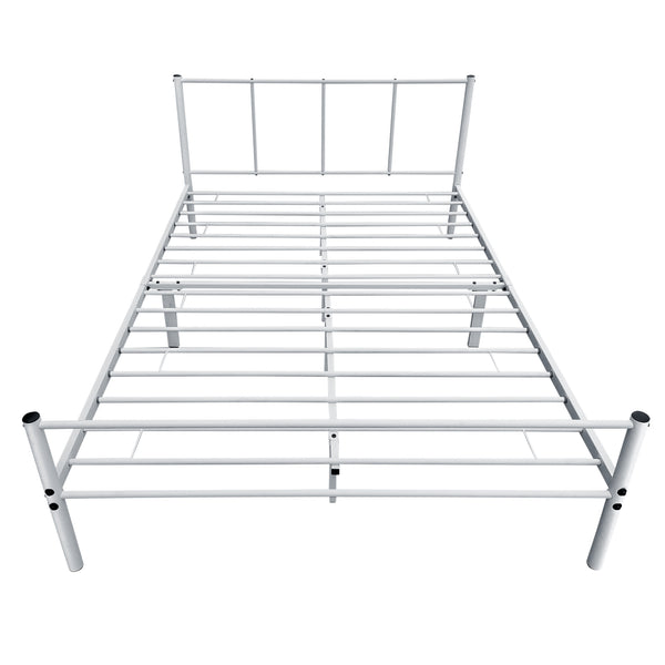 Struttura Letto in Metallo con Testiera e Pediera con Materasso a Schiuma Fredda 90/120/140 x 200cm - Grigio/Bianco