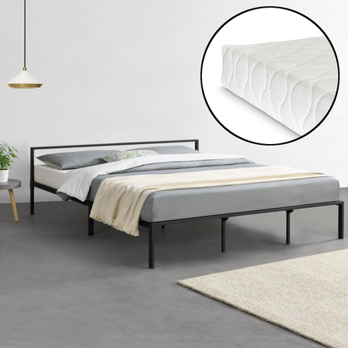 Letto in metallo Imatra con materasso in varie misure Nero en.casa
