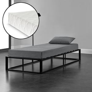 Metallbett Kreta mit Kaltschaummatratze Schwarz in versch. Größen [en.casa]