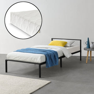 Metallbett Imatra mit Matratze in versch. Größen Schwarz en.casa