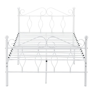 Struttura Letto in Metallo con Testiera e Pediera in Stile Romantico/Classico con Materasso 90/120/140 x 200 cm Letto 1 Piazza e Mezza/ Francese/Singolo - Bianco