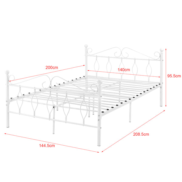 Metallbett Apolda mit Matratze versch. Größen bis 300kg Weiß [en.casa]