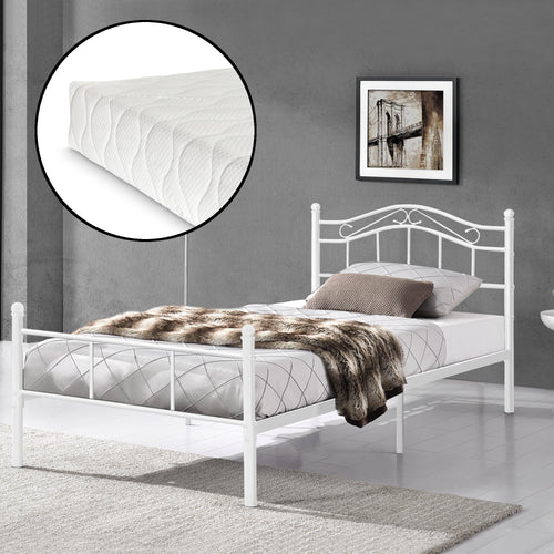 Metallbett Florenz 120x200 cm mit/ohne Kaltschaummatratze versch. Farben [en.casa]