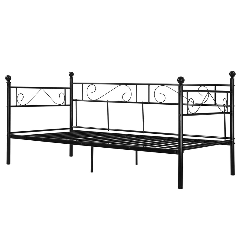 Croquis coté Divan en Acier Canapé Lit Simple en Métal 209 x 96,5 x 100 cm [en.casa]