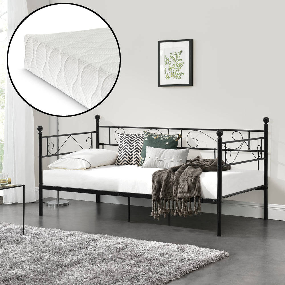 Metallbett Granada mit Matratze 90x200 cm Stahl [en.casa]