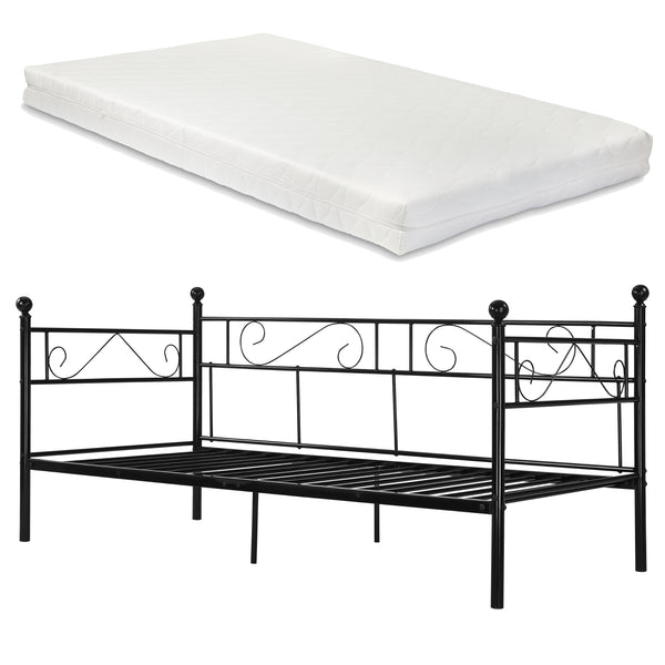 Metallbett Granada mit Matratze 90x200 cm Stahl [en.casa]