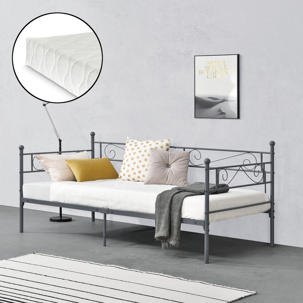 Letto in metallo Kerava 90x200 cm con materasso in schiuma fredda vari colori en.casa - premiumXL