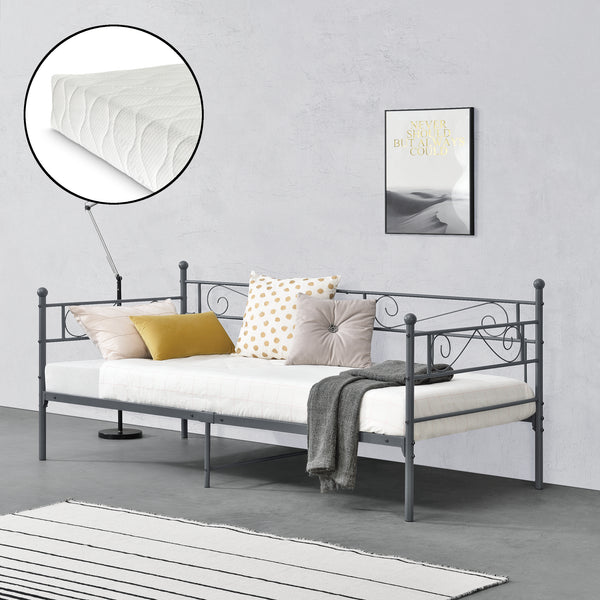 Metallbett Kerava 90x200 cm mit Kaltschaummatratze versch. Farben en.casa