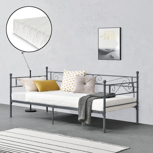 Metallbett Kerava 90x200 cm mit Kaltschaummatratze versch. Farben en.casa