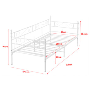 Divano Kerava in Acciaio Letto Singolo con Materasso a Schiuma Fredda 90 x 200 cm - Vari Colori [en.casa]

