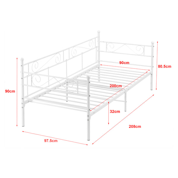 Divano Kerava in Acciaio Letto Singolo con Materasso a Schiuma Fredda 90 x 200 cm - Vari Colori [en.casa]

