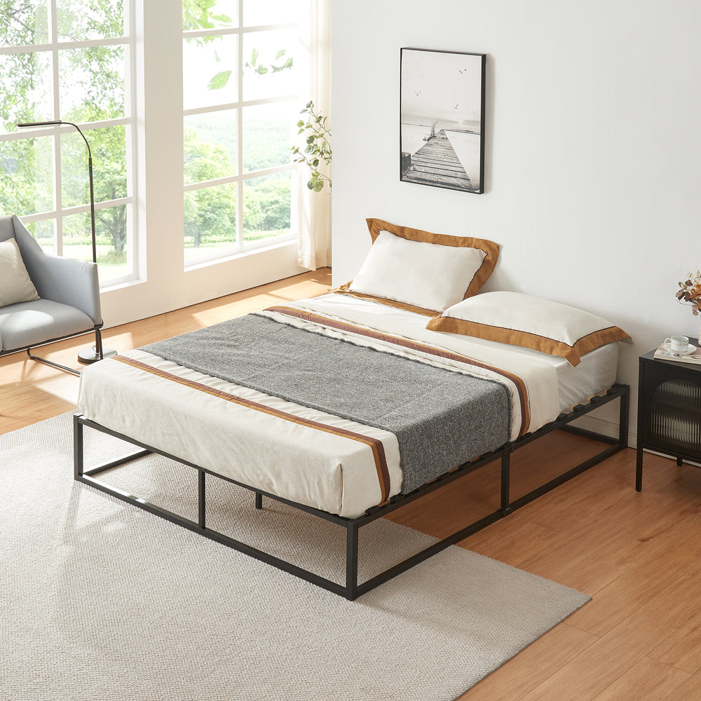 Lit en métal Kreta avec matelas en mousse froide noir, différentes tailles [en.casa] - premiumXL