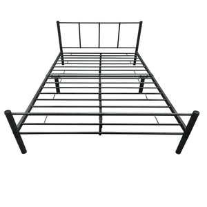 Letto Matrimoniale Laos con Testiera e Pediera - Acciaio Nero [en.casa] 