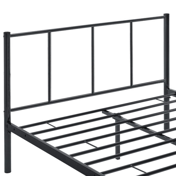 Letto Matrimoniale Laos con Testiera e Pediera - Acciaio Nero [en.casa] 