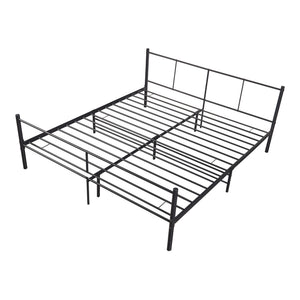 Cadre de Lit en Métal Laos avec Matelas Mousse à Froid Noir Mat [en.casa]