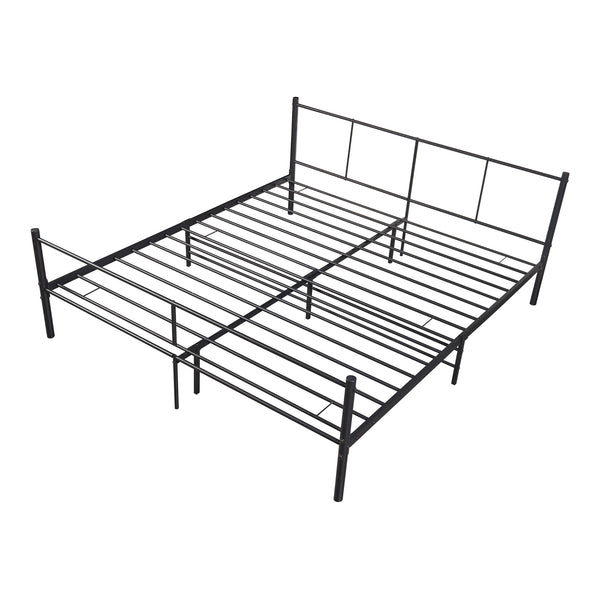 Cadre de Lit en Métal Laos avec Matelas Mousse à Froid Noir Mat [en.casa]