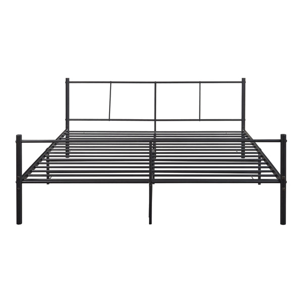 Cadre de Lit en Métal Laos avec Matelas Mousse à Froid Noir Mat [en.casa]