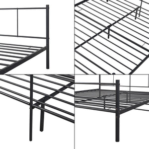 Cadre de Lit en Métal Laos avec Matelas Mousse à Froid Noir Mat [en.casa]