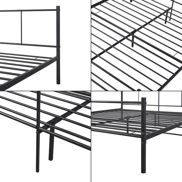 Cadre de Lit en Métal Laos avec Matelas Mousse à Froid Noir Mat [en.casa]