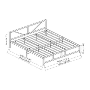 Cadre de Lit Simple Meran Métal Matelas Noir [neu.haus] [en.casa]