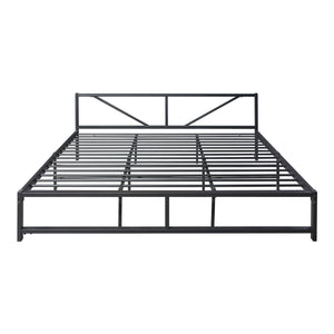 Cadre de Lit Simple Meran Métal Matelas Noir [neu.haus] [en.casa]