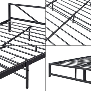 Cadre de Lit Simple Meran Métal Matelas Noir [neu.haus] [en.casa]