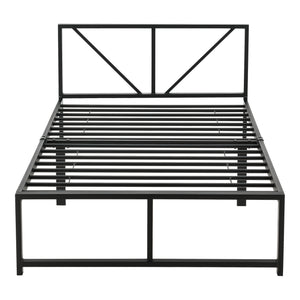 Cadre de Lit Simple Meran Métal Matelas Noir [neu.haus] [en.casa]