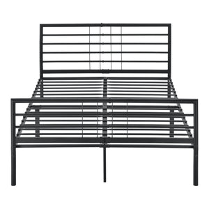 Cadre de Lit Métallique Solide Lit Double Lattes en Métal Robustes Acier Laqué Noir Mat [en.casa]
