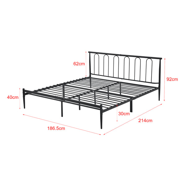 Struttura Letto in Metallo con Testiera Alta 200x140/180 cm Letto Matrimoniale - Nero