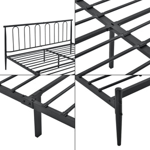 Struttura Letto in Metallo con Testiera Alta 200x140/180 cm Letto Matrimoniale - Nero
