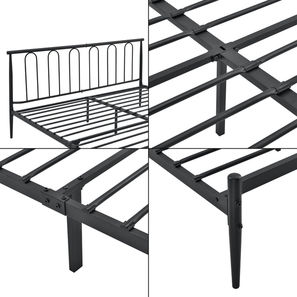 Struttura Letto in Metallo con Testiera Alta 200x140/180 cm Letto Matrimoniale - Nero