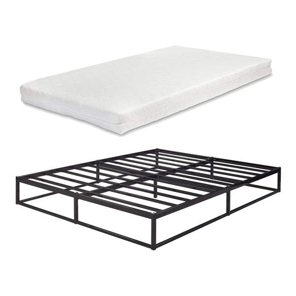 Metallbett Trerunta mit Matratze Stahl Schwarz [en.casa]