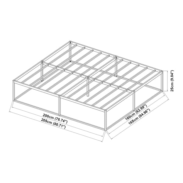 Metallbett Trerunta mit Matratze Stahl Schwarz [en.casa]