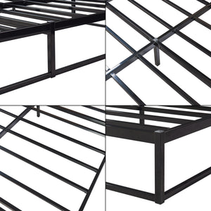 Metallbett Trerunta mit Matratze Stahl Schwarz [en.casa]