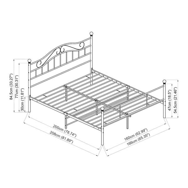 Letto Florenz in Acciaio con Testiera Decorativa e Materasso [en.casa]