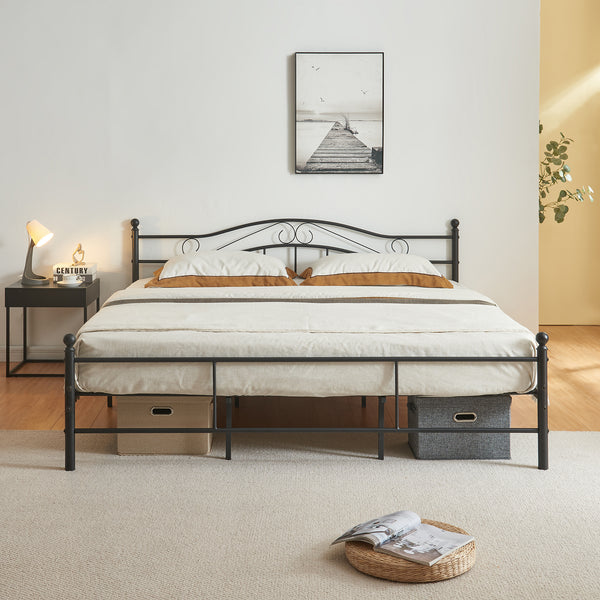 Letto Florenz in Acciaio con Testiera Decorativa e Materasso [en.casa]
