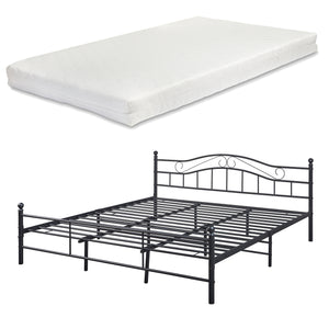 Letto Florenz in Acciaio con Testiera Decorativa e Materasso [en.casa]