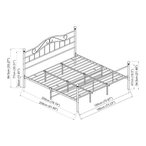 Letto Florenz in Acciaio con Testiera Decorativa e Materasso [en.casa]