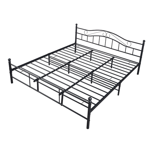 Letto Florenz in Acciaio con Testiera Decorativa e Materasso [en.casa]