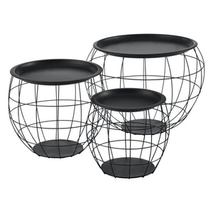 Table basse Neman lot de 3 paniers métalliques noir en.casa - premiumXL