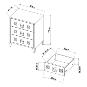 Commode métallique Hämeenlinna acier 72 x 60 x 40 cm [en.casa]