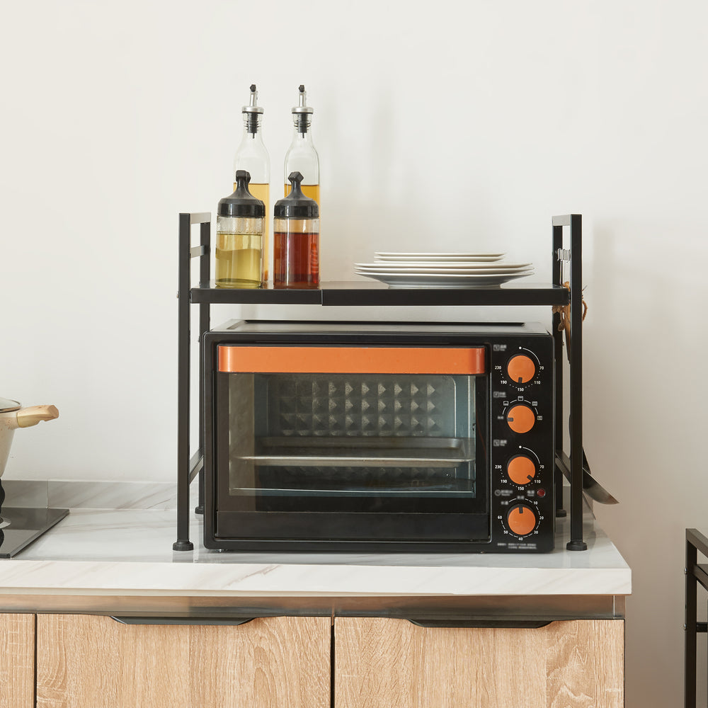 Étagère à micro-ondes Sorsele noir [en.casa]