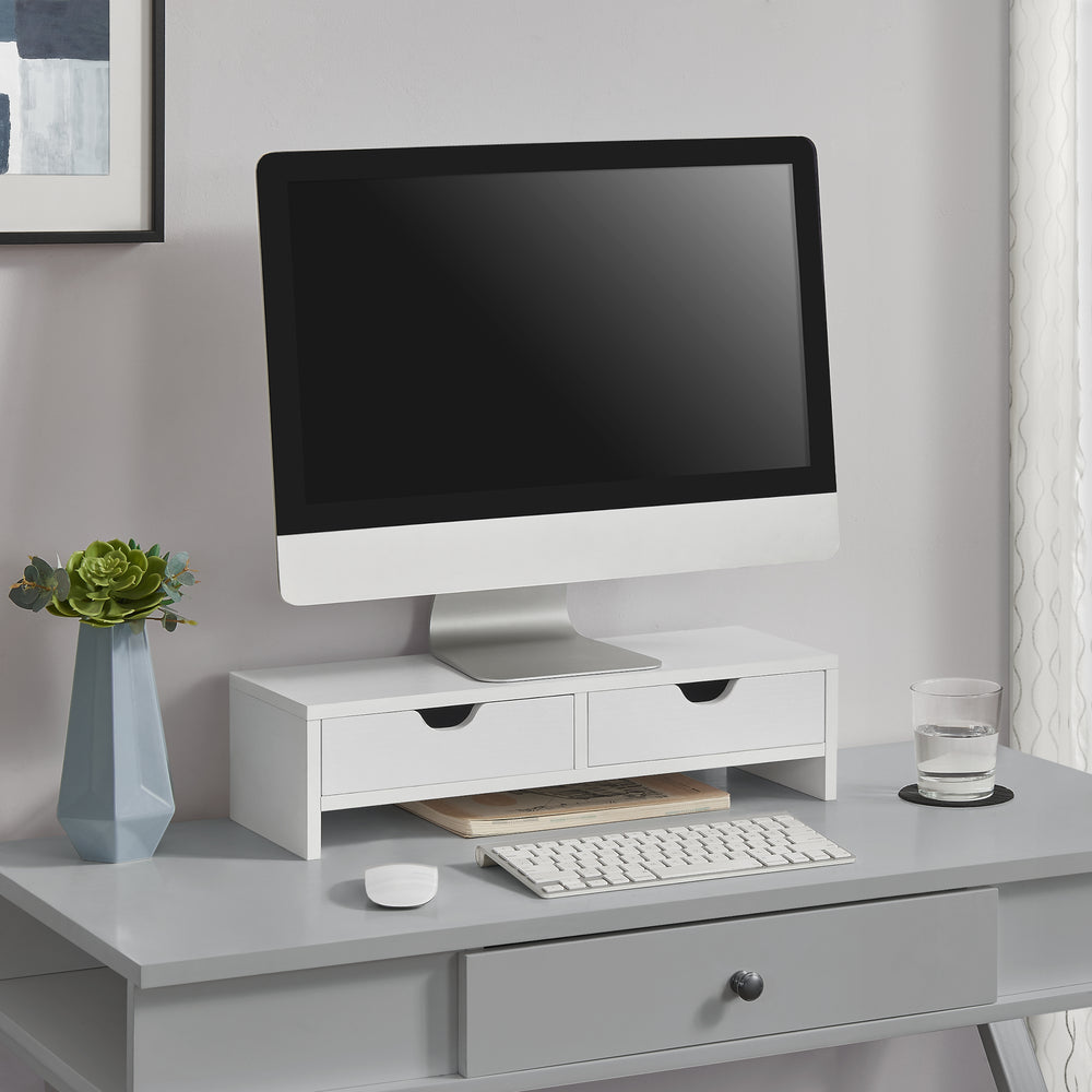 Supporto per monitor Mänttä con 2 cassetti 50x18x13cm in diversi colori [en.casa] - premiumXL