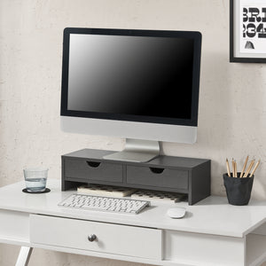 Support d'écran Mänttä avec 2 tiroirs 50x18x13cm en différentes couleurs [en.casa] - premiumXL